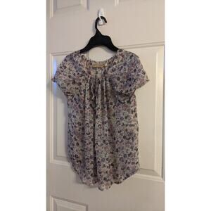 Princess Vera Wang Floral Sheer Short Sleeve Shirt, Medium, Lightweight